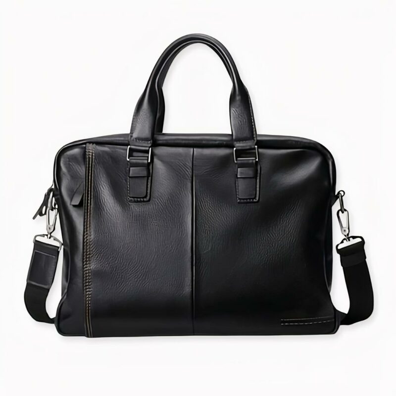 Cartable_homme_porte_documents_en_cuir_noir_1 Cartella da uomo, in pelle nera - Borsetta Briefcase
