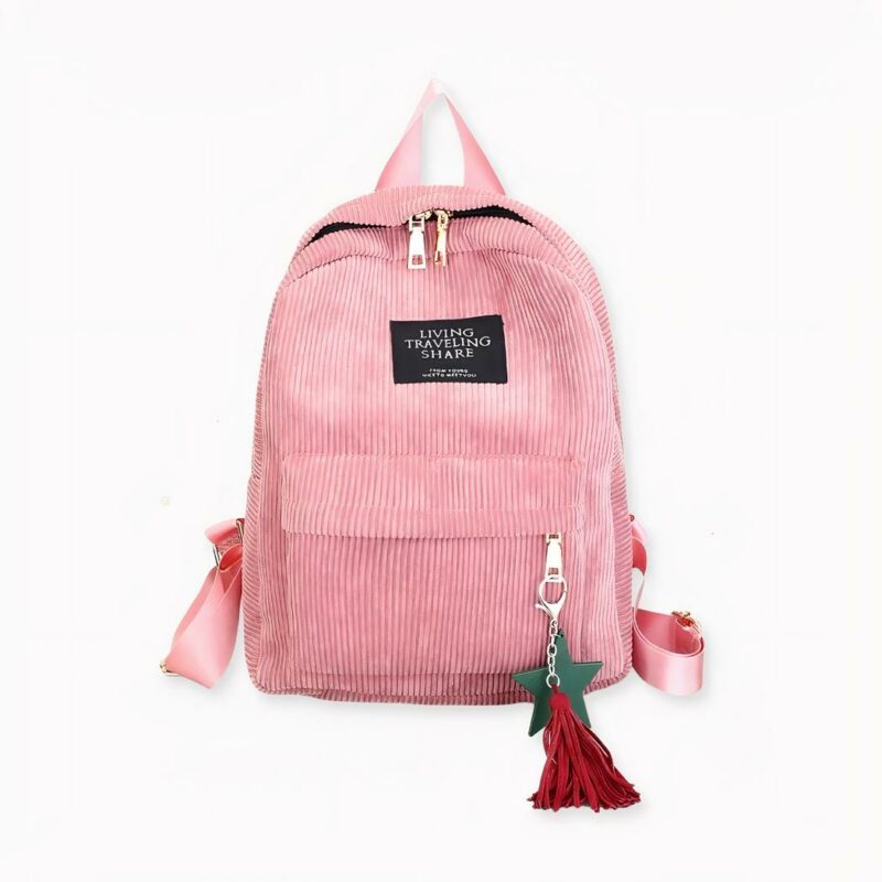 IMG_Sac à dos_femme_élégant_en_velours côtelé_1F Scopra questo adorabile ed elegante zaino da donna in velluto a coste e giochi la carta della morbidezza. È tanto pratico quanto caldo, quindi avrà un aspetto femminile ogni giorno. Piacevole al tatto e alla vista, non vorrà più farne a meno! Portachiavi in dotazione.