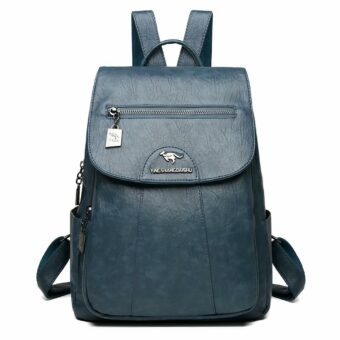 Zaino donna city in pelle - Blu - Zaino Zaino donna in pelle