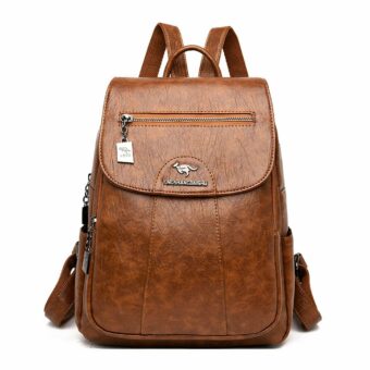 Zaino city donna in pelle - Marrone - Zaino donna in pelle Zaino