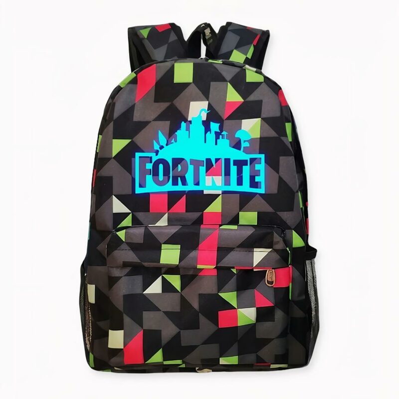 Zaini fosforescenti Fortnite - Neri, con motivo Fortnite blu. Di buona qualità e molto trendy.