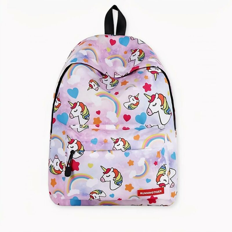 Zaino rosa con unicorno e arcobaleno e altri colori disponibili