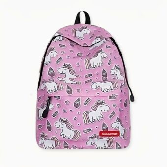 Zaino rosa con unicorno e gelato, di buona qualità e molto alla moda.