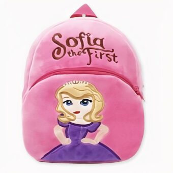 Zaino in peluche della Principessa Sofia, di buona qualità e molto trendy. colore rosa con motivo della Principessa Sofia.