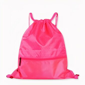 Morbido zaino con coulisse rosa con sfondo bianco e rosa