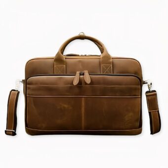 Borsa da uomo Vintage - Beige - Borsa per computer portatile in pelle