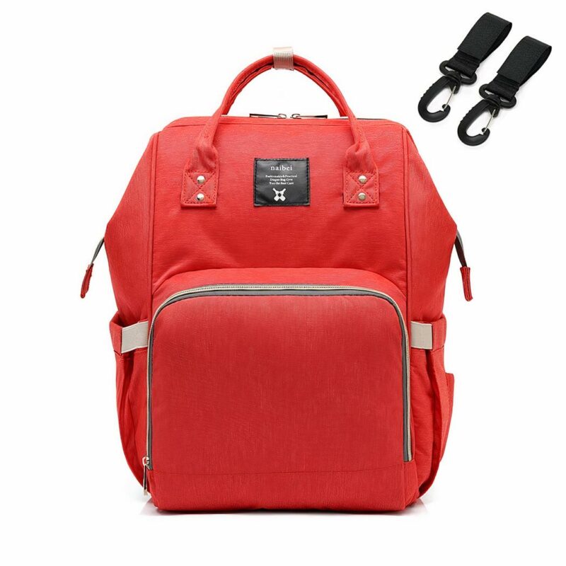 Zaino per bebè con 3 portabottiglie - Rosso - Borsa per il cambio del pannolino
