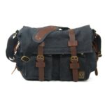 Borsa in tela e pelle per uomo - Blu scuro - borsa messenger Borsa