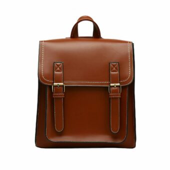 Zaino marrone in stile vintage con sfondo bianco
