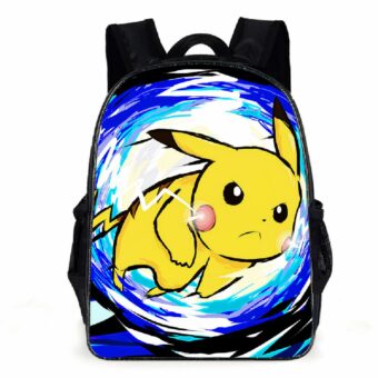 Zaino Pikachu blu e giallo con sfondo bianco