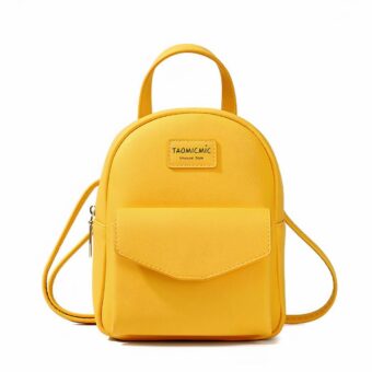 Zaino piccolo da donna in similpelle vegana - Giallo - Zaino da ragazza Zaino da donna