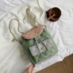 Zaino piccolo trapuntato da donna - Verde - Borsa Zaino