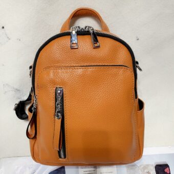Zaino piccolo in pelle - Arancione - Bagaglio a mano