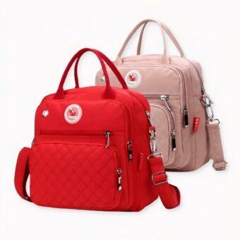 Potrà trasportare il suo bambino con stile grazie a questa graziosa borsa fasciatoio in nylon impermeabile. È l'accessorio ideale per le mamme. Elegante e pratica al tempo stesso, questa borsa a tracolla consente di trasportare facilmente le cose del bambino.