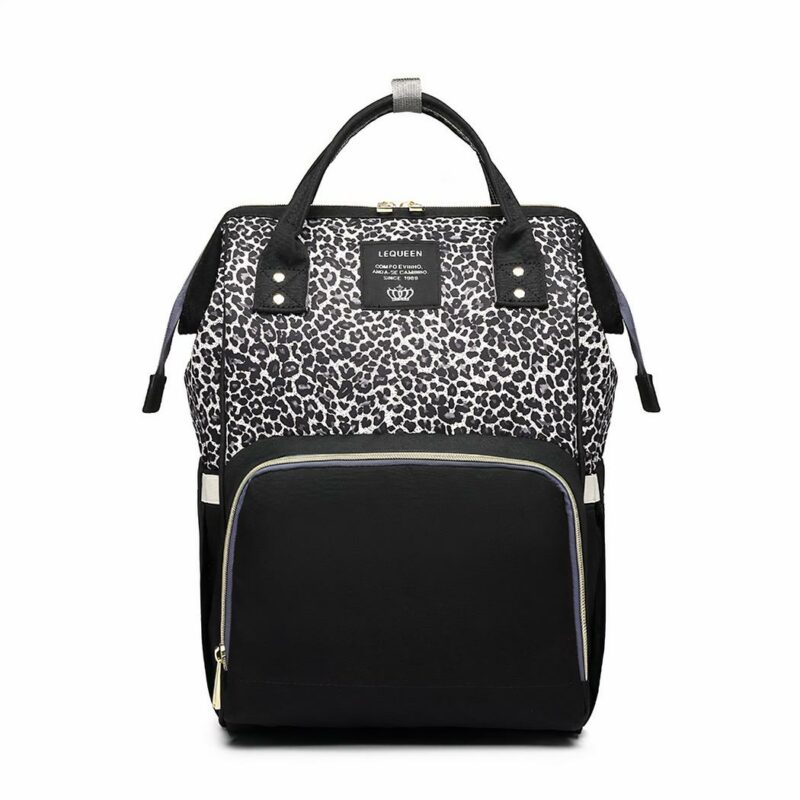 Borsa per pannolini per bambini con stampa leopardata - Grigio - Borsa per pannolini