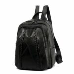 Zaino vintage da donna in pelle PU - Nero - Zaino in pelle