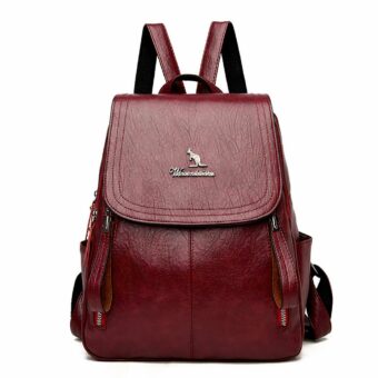 Zaino in vera pelle da donna - Rosso - Borsa a mano