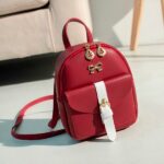 Mini zaino in pelle con gioielli dorati - Rosso - Zaino Zaino scuola