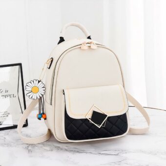 Zaino in pelle con margherita gioiello - Beige - Zaino Borsa