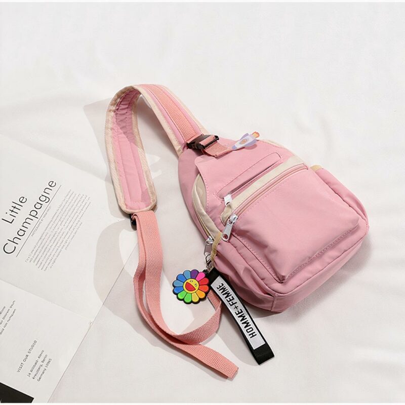 Zaino piccolo in nylon da donna - Rosa - Prodotto borsa