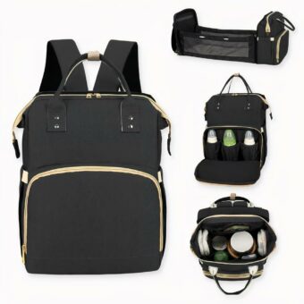 Scopra questa graziosa borsa per pannolini che si trasforma in un lettino per bambini. Ovunque e in qualsiasi momento, il suo piccolo potrà godere di comfort e benessere con questo zaino. È disponibile in una gamma di colori e sarà perfetto per le brevi uscite con il suo bambino.