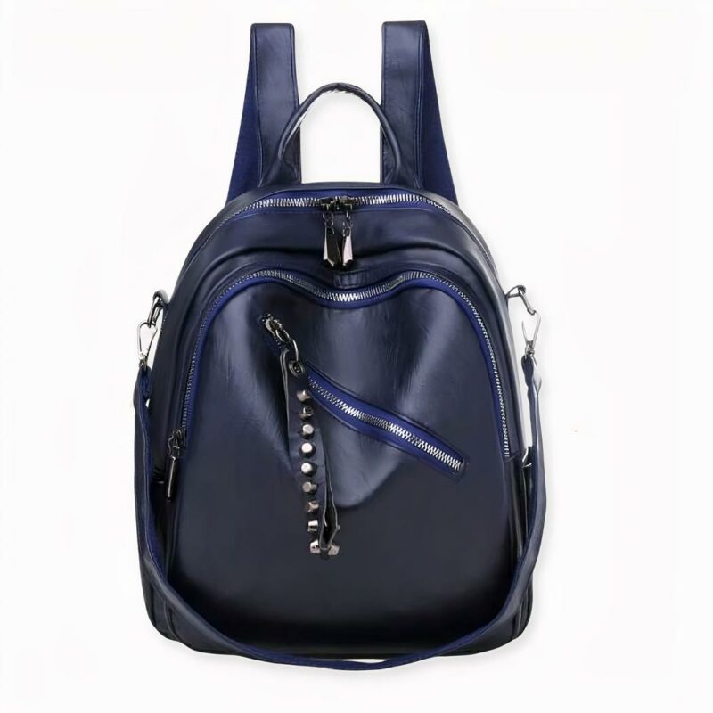 IMG_cuir-sac-bleu_1F Gli zaini in pelle sono di gran moda! Con questo zaino da donna in tinta unita, potrà portare i suoi effetti personali con stile ed eleganza ogni giorno. Che vada al lavoro, a scuola o fuori con gli amici, questo zaino leggero e compatto sarà perfetto. Basta scegliere il colore più adatto alla sua pelle e al suo stile.