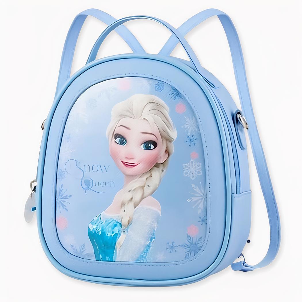 Zaino piccolo della Regina delle Nevi per le ragazze Blu. Borsetta Elsa, di buona qualità e molto pratica.