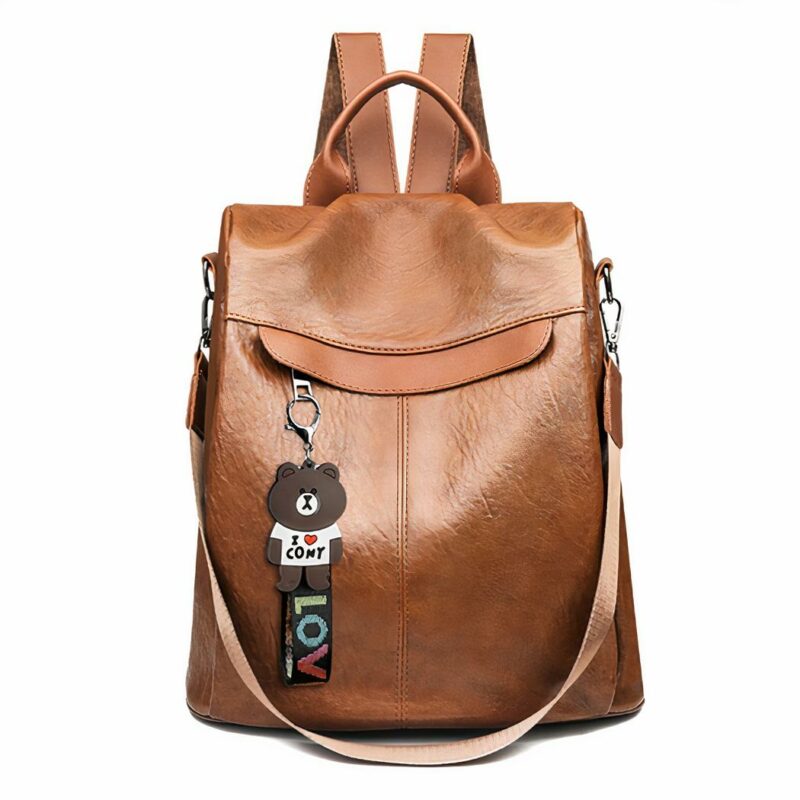 Zaino multifunzione da donna in pelle PU - Marrone - Zaino Zaino antifurto