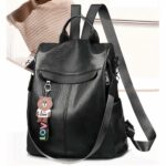 Zaino multifunzione da donna in pelle PU - Nero - Borsa zaino