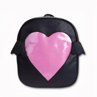 Zaino da ragazza con patta con motivo a cuore - Nero - Ita-sac Zaino da scuola