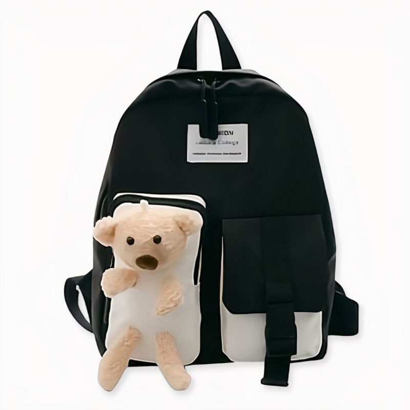 Zaino con orsetto per bambini - Nero - Borsa zaino.