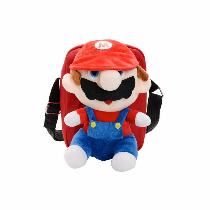 Borsa a tracolla in peluche Mario Bros per bambini - Rosso - Zaino Borsa