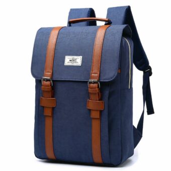 Borsa di tela vintage - Blu - Zaino scolastico Zaino
