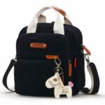 Borsa per pannolini in tela della mamma - Nero - Borsa a mano