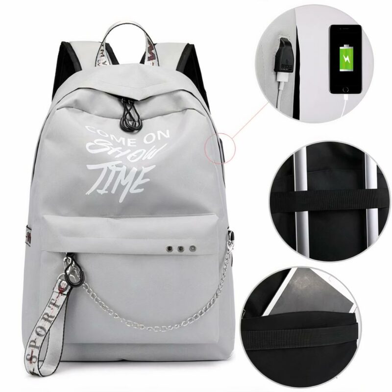 Zaino da donna con motivi luminosi - Grigio - Zaino scolastico Zaino