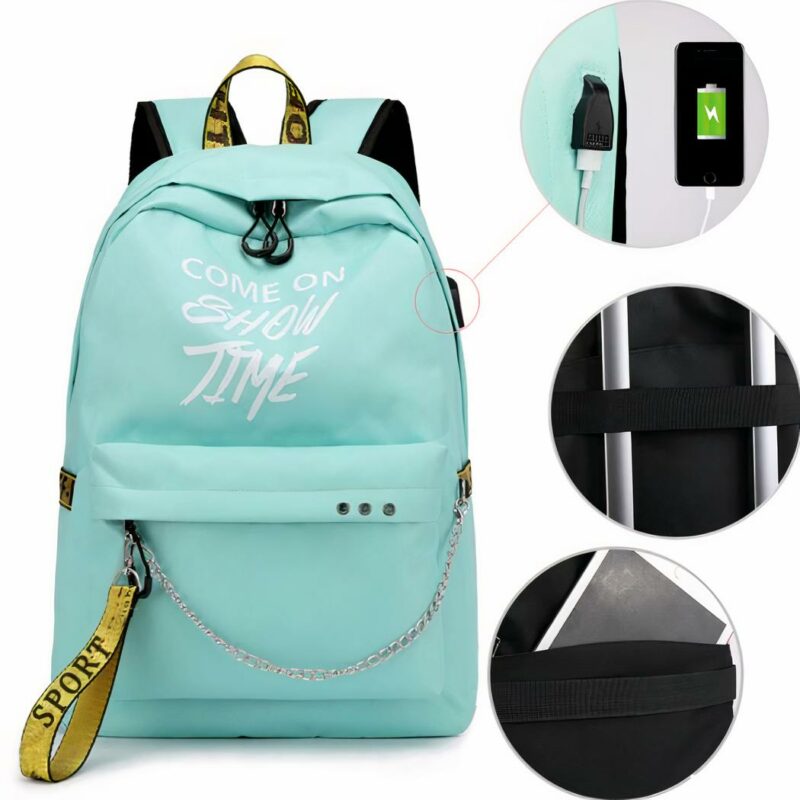 Zaino da donna con motivi luminosi - Blu - Zaino scolastico Zaino