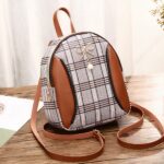 Mini zaino da donna a scacchi - Marrone - Zaino Borsa a tracolla