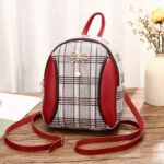 Mini zaino da donna a scacchi - Rosso - Borsa a mano