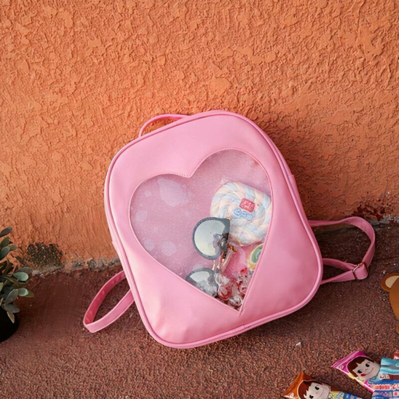 Zaino trasparente con motivo a cuore per bambini - Rosa - Zaini Borse