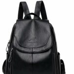 Zaino da donna in similpelle di montone - Nero - Zaino da scuola Zaino da donna