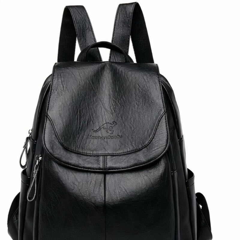 Zaino da donna in similpelle di montone - Nero - Zaino da scuola Zaino da donna