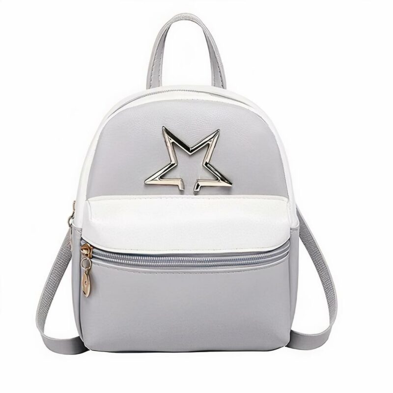 Mini zaino da donna in pelle PU - Grigio - Borsa Zaino