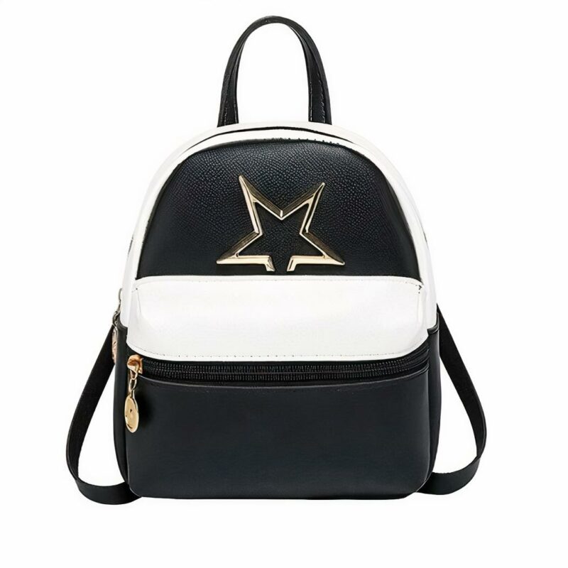 Mini zaino da donna in pelle PU - Nero - Borsa Zaino