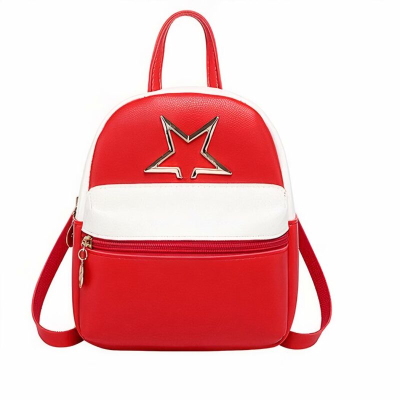 Mini zaino da donna in pelle PU - Rosso - Borsa Zaino