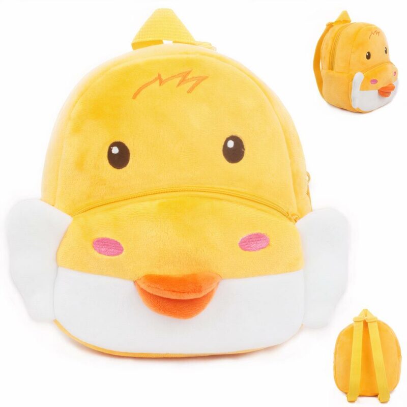 Zaino con animali di peluche per bambini - Giallo - Zaino scolastico con animali di peluche