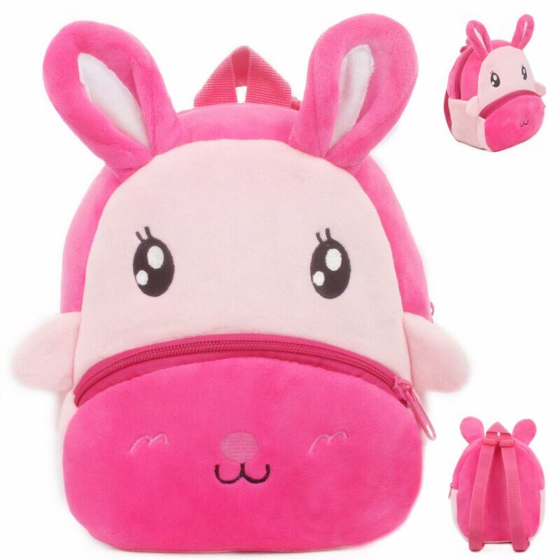 Zaino per bambini con animali di peluche - Rosa - Zaino per la scuola Zaino per la scuola