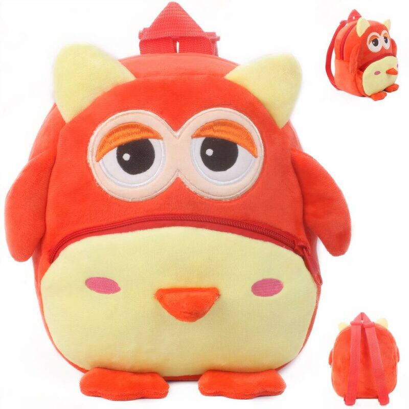 Zaino di peluche per bambini - Rosso - Zaino scolastico di peluche per animali