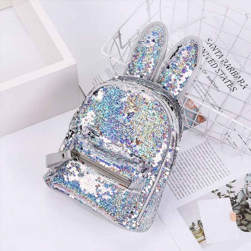 Zaino glitterato con orecchie da coniglietto - Argento - Zaino per bambini Prodotto