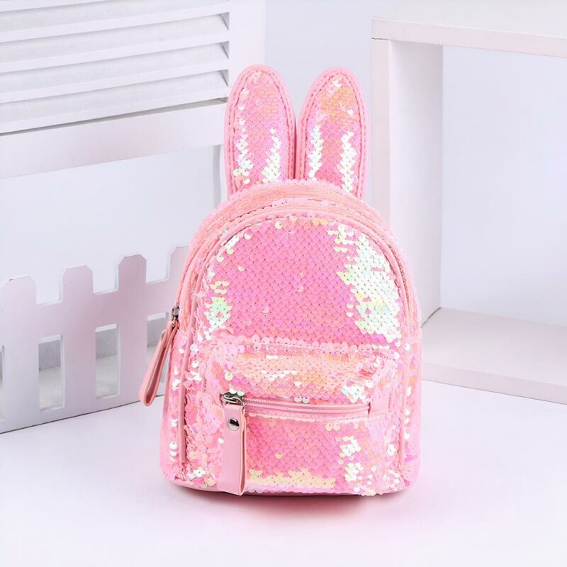 Zaino glitterato con orecchie da coniglietto - Rosa - Borsa a mano