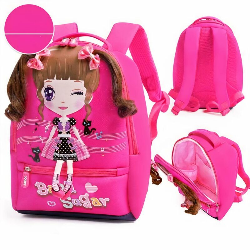 Zaino da scuola a cartoni animati per ragazze - Fushia - Zaino da bambina Zaino da scuola